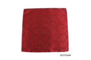 Rotes Paisley Einstecktuch Detail, Herren Seidentuch Textur und klassisches Muster Nahaufnahme.