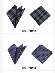 Detailopname van heren borstzakdoek met geruite en gestreepte patronen in klassieke kleuren.