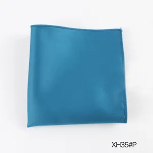 Blauwe polyester pochet voor heren pak formele kleding zakdoek vierkante sjaal stof