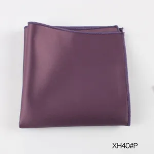 Paars polyester pochet detail, verfijnde gestikte rand, heren pak formele accessoire