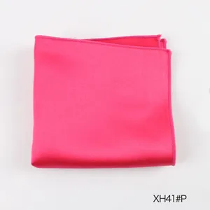 Felroze pochet voor heren, klassieke effen polyester zakdoek voor formele kostuums en pakken.