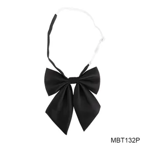 Black JK bow tie detail, Japanese uniform accessory with adjustable strap, product close-up