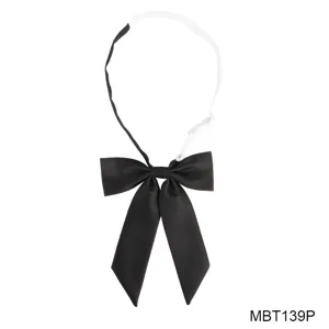 Detailed view of the black JK uniform bow tie with adjustable strap, exquisite texture.