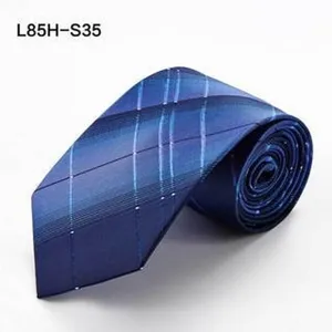 Blue plaid silk necktie for men business formal wedding stylish accessory variant