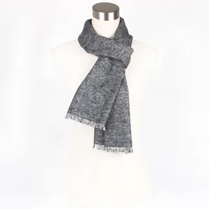 Classic dark grey fringe scarf for women, elegant winter accessory for cold days warmth