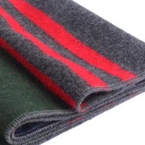 Thick woolen striped scarf detail, cozy winter fabric close-up, premium warm accessory.