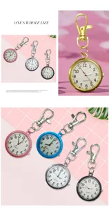 Minimalist student exam keychain pocket watch portable nurse mini quartz timepiece.