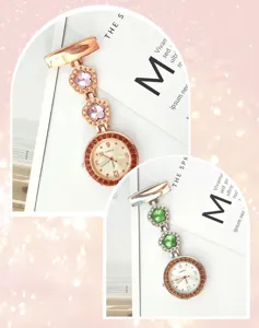 Rhinestone Nurse Fob Watch Quartz Pocket Watch Clover Crystal Medical Doctor Watch Gift