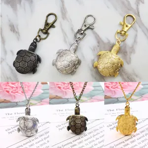 Cute turtle pendant pocket watch keychain vintage style bronze silver gold metal gift
