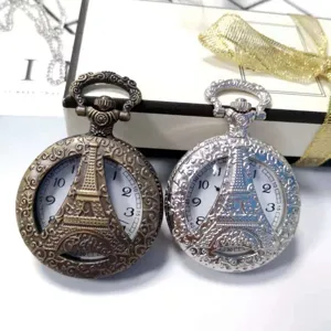 Orologio da Tasca Flip Cavo Vintage Orologio da Tasca al Quarzo con Catena Retro Bronzo Argento Orologio da Tasca per Uomini Donne Regalo