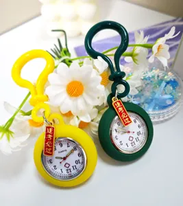 Silicone nurse pocket watch for students exams, cute bulb clip quartz watch portable.