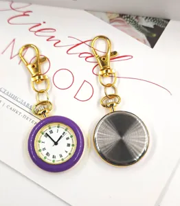 Orologio da tasca al quarzo portachiavi colore macaron, mini orologio portatile.