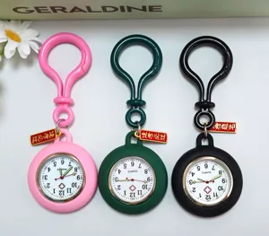 Silicone fob watch quartz nurse pocket watch with clip exam portable student watch