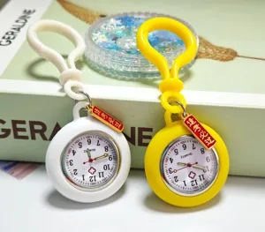Plastic bulb clip nurse pocket watch exam portable luminous quartz watch student accessory