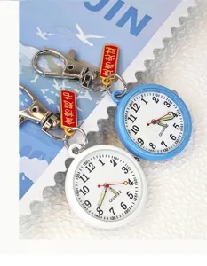 Niedliche Schüler Quarz Taschenuhr Schlüsselanhänger mit Prüfung Glücksbringer Anhänger.