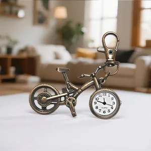 Vintage Fahrrad Form Quarz Uhr Schlüsselanhänger kreative bronzene Hängeuhr Geschenk
