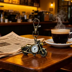 Vintage Motorrad Taschenuhr Schlüsselanhänger Retro Bronze Metall Kreatives Geschenk