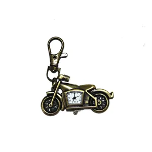 Vintage Bronze Motorrad Schlüsselanhänger Uhr, kreative retro Taschenuhr Geschenk für Männer.
