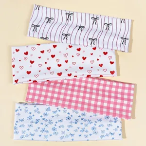 Women's elastic stretch hair bands set, cute printed headbands for yoga, sports and daily wear.