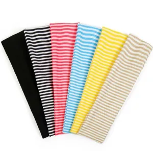 Elastic striped hair bands for women, soft sweatband for yoga running and daily wear.