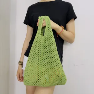 Lässige Gestrickte Hohl Ausgeschnittene Tote Bag Für Damen Große Kapazität Offene Polyester Umhängetasche Mesh Häkeln Strand Handtasche