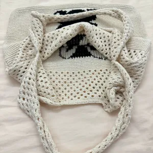Beige gestrickte Tote Bag gehäkelte Schultertasche lässige Handtasche mit großem Volumen