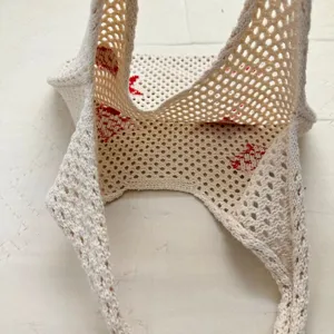 Strick Häkeln Shopper Tasche Beige Schultertasche lässige Handtasche Sommertasche Strand
