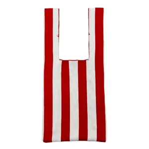 Rot und weiß gestreifte Stricktasche, lässige Colorblock Einkaufstasche im West-Stil.