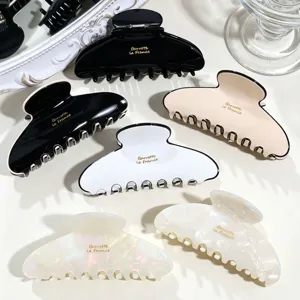 Minimalist acetate hair claw clip set, elegant oval shark clips for women styling and buns.