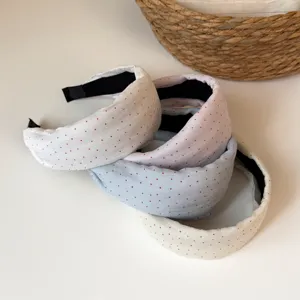 Polka dot wide fabric headband detail, multi-color sweet hair hoop, casual daily hair accessory.