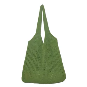 Grüne geflochtene Damentragetasche, große Kapazität, Schultertasche, Retro-Freizeitstil.