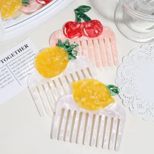 French style cute fruit acetate hair comb wide teeth portable hair styling accessory for women
