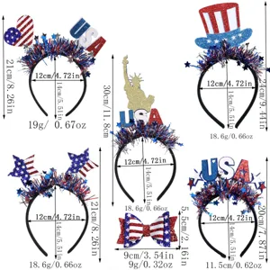 Independence day patriotic headband set red white and blue star party hair accessory