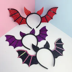 Halloween glitter νυχτερίδα φτερά κέρατα διάβολου στέκα πάρτι αξεσουάρ 3τμχ
