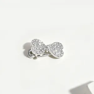 Mini molletta per capelli fiocco strass argento metallo fermaglio frangia donna stile.