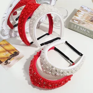 Baroque pearl rhinestone hair hoop elegant wedding party headband hair accessories for women