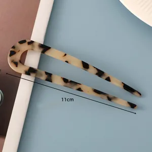 Minimalist tortoise shell acetate U-shaped hair fork elegant hair stick accessory for women