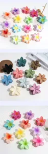 Colorful gradient flower hair claws set, sweet jelly color hair clips for women and girls daily styling.