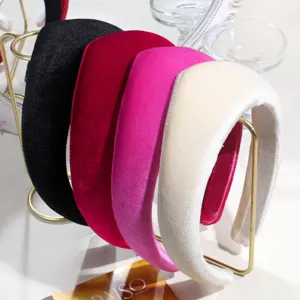 Wide velvet headband soft hair hoop elegant solid color hair accessories for women
