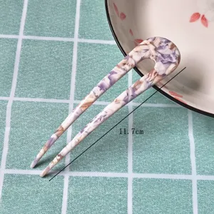 Acetate U-shaped Hairpin Tortoiseshell Hair Fork Elegant Updo Hair Styling Accessory 11.7cm
