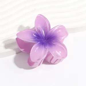 Purple floral hair claw clip, translucent jelly style flower hair accessory for summer daily wear.