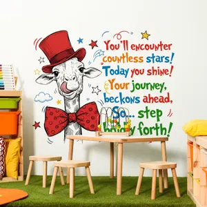 Cartoon giraffe English inspirational quote wall sticker for kids bedroom room decor.