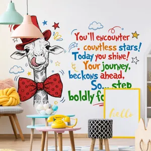 Cartoon giraffe wall sticker with English quotes, cute animal decor for kids room home design