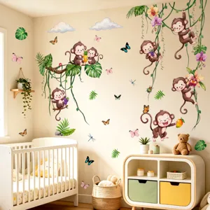 Pegatinas de pared de mono de la selva para habitación infantil adhesivos decorativos