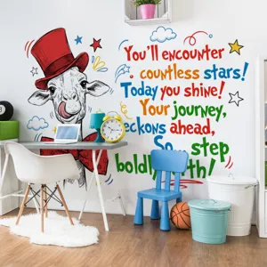 Cartoon giraffe English wall sticker for kids bedroom living room home wall decor
