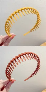 Vue détaillée du bandeau ondulé uni avec dents pour une coiffure sûre et un usage quotidien.