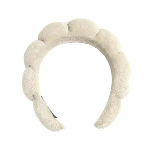 Serre-tête bandeau de maquillage nuage bouffant pour femme, accessoire de coiffure éponge beige