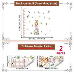 Cute cartoon animal height growth chart wall sticker for kids bedroom self-adhesive decor items