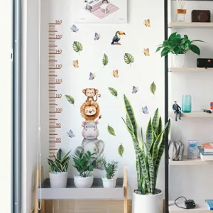 Cartoon animal height chart wall sticker for kids bedroom decor self adhesive ruler
