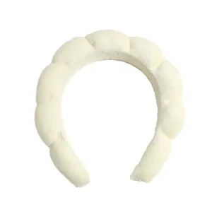 Bandeau éponge bouffant pour femme, serre-tête maquillage doux en tissu, style nuage.
